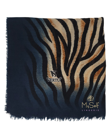 Lizi Headwear Brown/Teal Zebra Square Scarf with Light Non Slip Grip myselflingerie.com